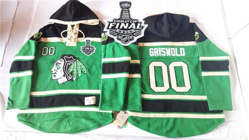 Blackhawks #00 Clark Griswold Green St. Patrick's Day McNary Lace Hoodie 2015 Stanley Cup Stitched NHL Jersey
