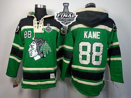 Blackhawks #88 Patrick Kane Green St. Patrick's Day McNary Lace Hoodie 2015 Stanley Cup Stitched NHL Jersey