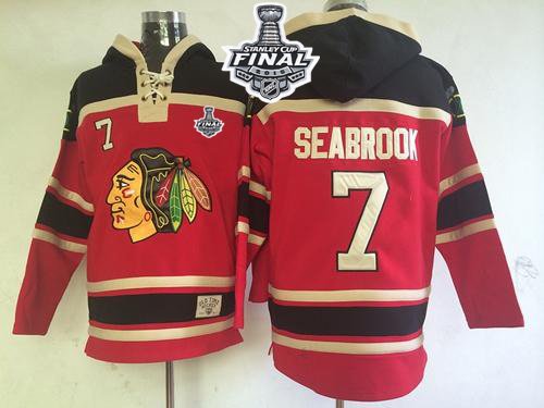 Blackhawks #7 Brent Seabrook Red Sawyer Hooded Sweatshirt 2015 Stanley Cup Stitched NHL Jersey