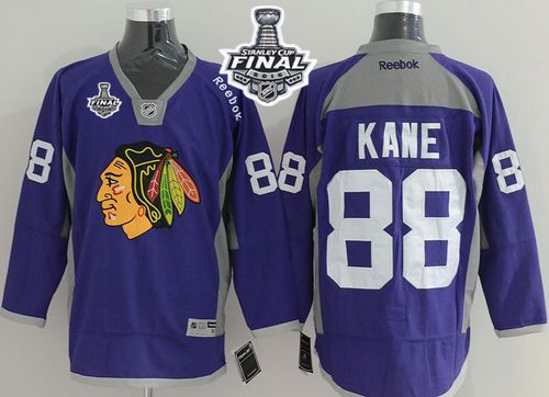 Blackhawks #88 Patrick Kane Purple Practice 2015 Stanley Cup Stitched NHL Jersey