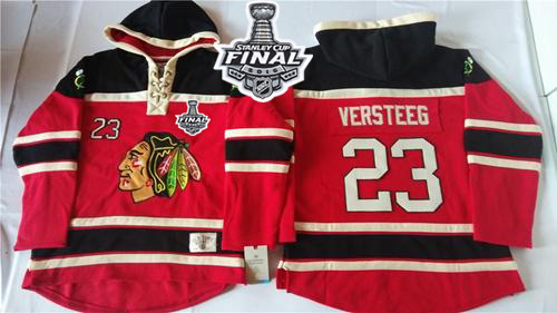 Blackhawks #23 Kris Versteeg Red Sawyer Hooded Sweatshirt 2015 Stanley Cup Stitched NHL Jersey
