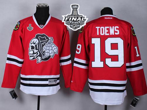 Blackhawks #19 Jonathan Toews Red(White Skull) 2015 Stanley Cup Stitched NHL Jersey