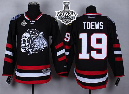 Blackhawks #19 Jonathan Toews Black(White Skull) 2014 Stadium Series 2015 Stanley Cup Stitched NHL Jersey