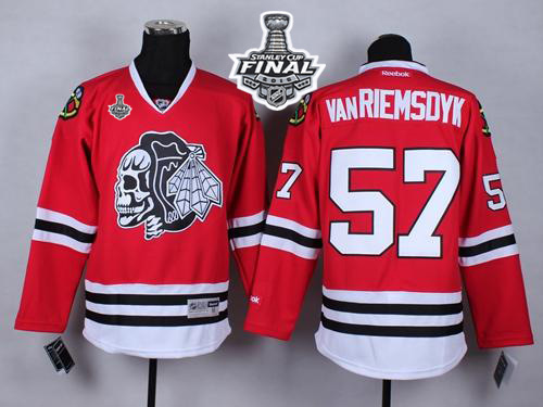 Blackhawks #57 Trevor Van Riemsdyk Red(White Skull) 2015 Stanley Cup Stitched NHL Jersey