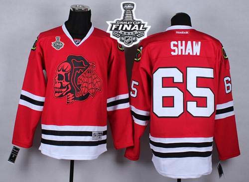 Blackhawks #65 Andrew Shaw Red(Red Skull) 2015 Stanley Cup Stitched NHL Jersey