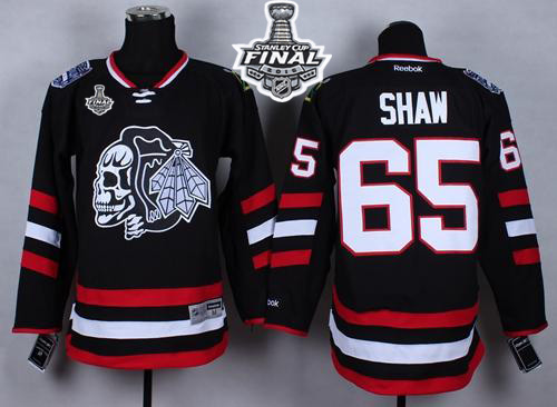 Blackhawks #65 Andrew Shaw Black(White Skull) 2014 Stadium Series 2015 Stanley Cup Stitched NHL Jersey