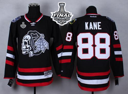 Blackhawks #88 Patrick Kane Black(White Skull) 2014 Stadium Series 2015 Stanley Cup Stitched NHL Jersey