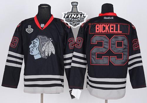 Blackhawks #29 Bryan Bickell Black Ice 2015 Stanley Cup Stitched NHL Jersey