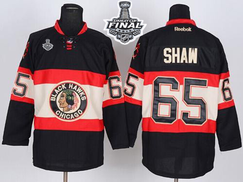 Blackhawks #65 Andrew Shaw Black New Third 2015 Stanley Cup Stitched NHL Jersey