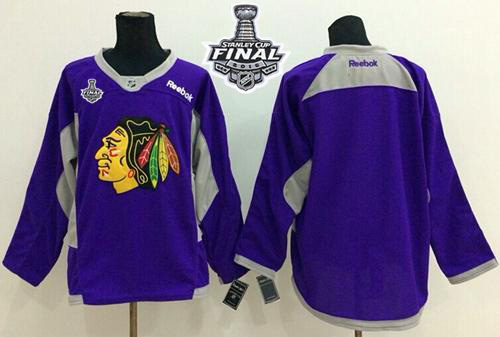 Blackhawks Blank Purple Practice 2015 Stanley Cup Stitched NHL Jersey