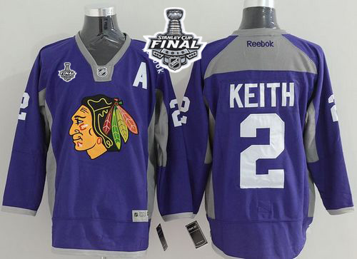 Blackhawks #2 Duncan Keith Purple Practice 2015 Stanley Cup Stitched NHL Jersey