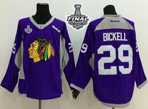 Blackhawks #29 Bryan Bickell Purple Practice 2015 Stanley Cup Stitched NHL Jersey