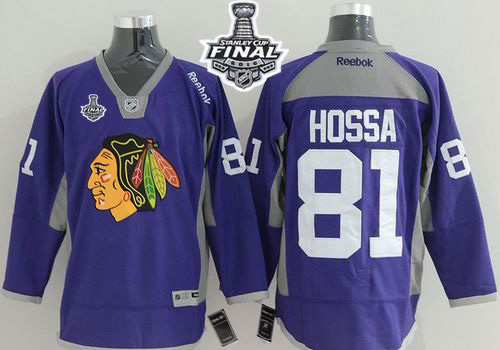 Blackhawks #81 Marian Hossa Purple Practice 2015 Stanley Cup Stitched NHL Jersey