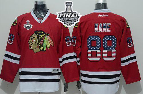 Blackhawks #88 Patrick Kane Red USA Flag Fashion 2015 Stanley Cup Stitched NHL Jersey