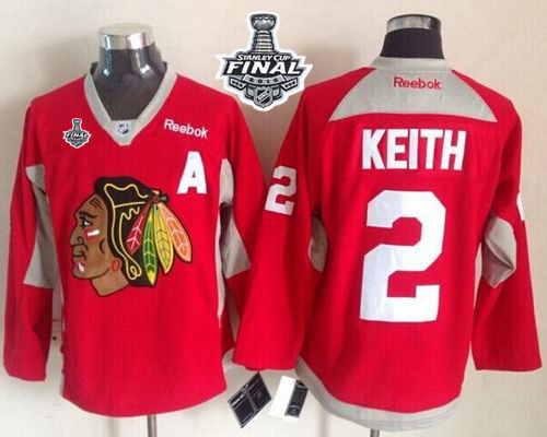 Blackhawks #2 Duncan Keith Red Practice 2015 Stanley Cup Stitched NHL Jersey