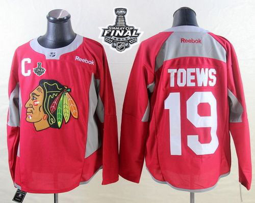Blackhawks #19 Jonathan Toews Red Practice 2015 Stanley Cup Stitched NHL Jersey