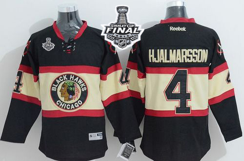 Blackhawks #4 Niklas Hjalmarsson Black New Third 2015 Stanley Cup Stitched NHL Jersey