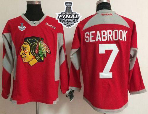 Blackhawks #7 Brent Seabrook Red Practice 2015 Stanley Cup Stitched NHL Jersey