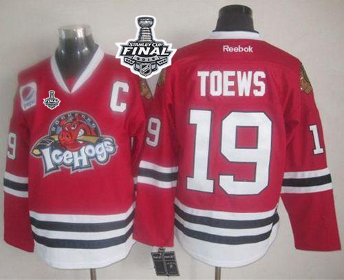 Blackhawks #19 Jonathan Toews Red Ice Hogs 2015 Stanley Cup Stitched NHL Jersey