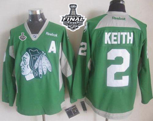 Blackhawks #2 Duncan Keith Green Practice 2015 Stanley Cup Stitched NHL Jersey