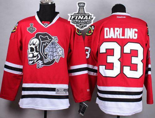Blackhawks #33 Scott Darling Red(White Skull) 2015 Stanley Cup Stitched NHL Jersey