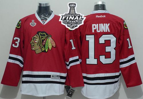 Blackhawks #13 CM Punk Red 2015 Stanley Cup Stitched NHL Jersey