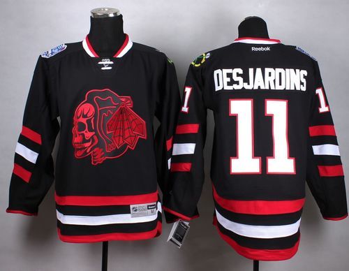 Blackhawks #11 Andrew Desjardins Black(Red Skull) 2014 Stadium Series Stitched NHL Jersey