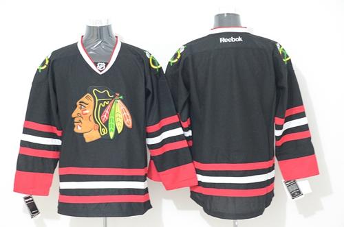 Blackhawks Stitched Blank Black NHL jersey