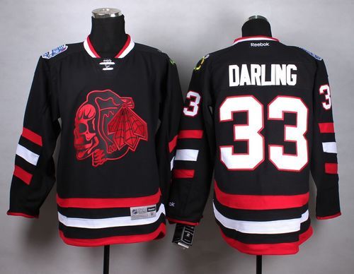 Blackhawks #33 Scott Darling Black(Red Skull) 2014 Stadium Series Stitched NHL Jersey