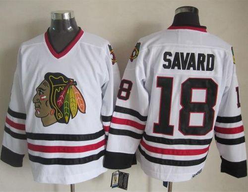 Blackhawks #18 Denis Savard White CCM Throwback Stitched NHL Jersey