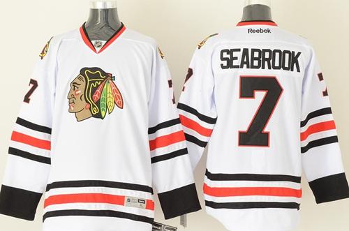 Blackhawks #7 Brent Seabrook White Stitched NHL Jersey