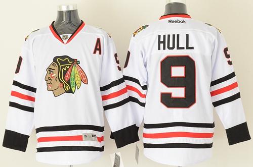 Blackhawks #9 Bobby Hull White Stitched NHL Jersey