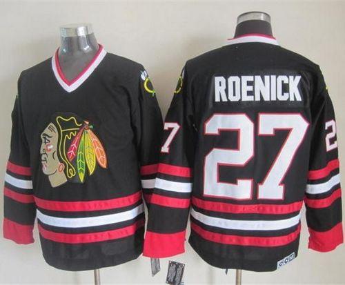 Blackhawks #27 Jeremy Roenick Black CCM Throwback Stitched NHL Jersey