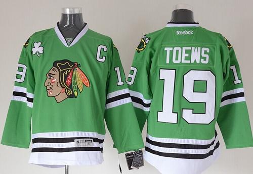 Blackhawks #19 Jonathan Toews Green Stitched NHL Jersey