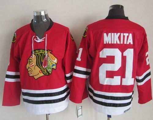Blackhawks #21 Stan Mikita Stitched Red CCM Throwback NHL Jersey