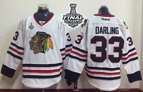Blackhawks #33 Scott Darling White 2015 Stanley Cup Stitched NHL Jersey