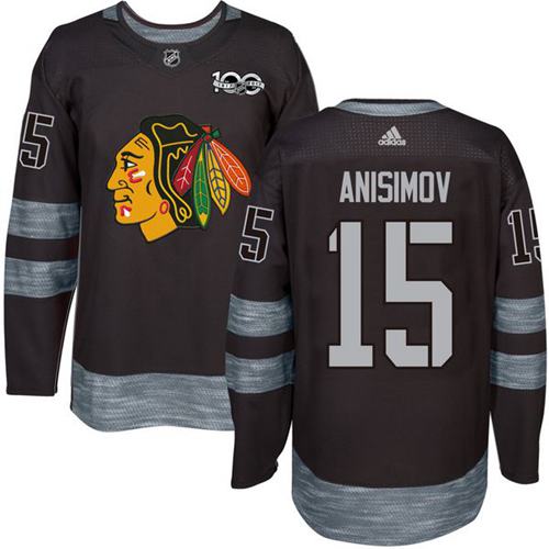 Blackhawks #15 Artem Anisimov Black 1917-2017 100th Anniversary Stitched NHL Jersey