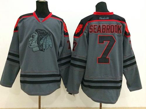 Blackhawks #7 Brent Seabrook Charcoal Cross Check Fashion Stitched NHL Jersey