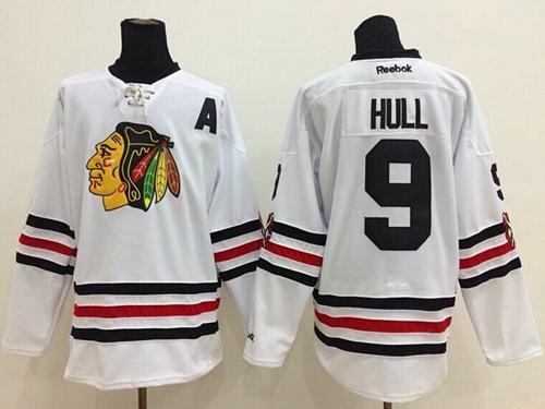 Blackhawks #9 Bobby Hull White 2015 Winter Classic Stitched NHL Jersey