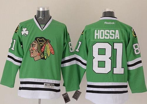 Blackhawks #81 Marian Hossa Green Stitched NHL Jersey