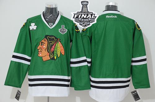 Blackhawks Blank Green 2015 Stanley Cup Stitched NHL Jersey