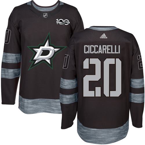 Stars #20 Dino Ciccarelli Black 1917-2017 100th Anniversary Stitched NHL Jersey