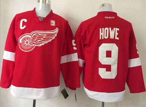 Red Wings #9 Gordie Howe Red Stitched NHL Jersey