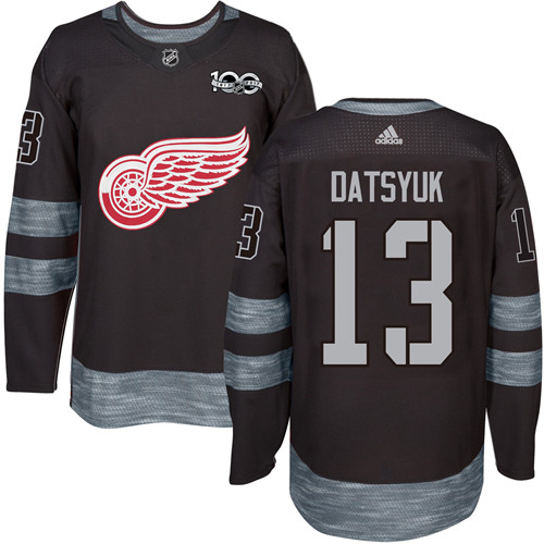Red Wings #13 Pavel Datsyuk Black 1917-2017 100th Anniversary Stitched NHL Jersey