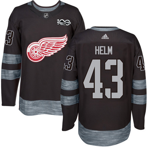 Red Wings #43 Darren Helm Black 1917-2017 100th Anniversary Stitched NHL Jersey