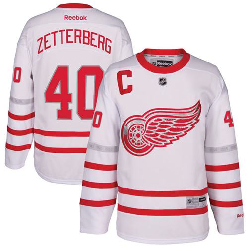 Red Wings #40 Henrik Zetterberg White Centennial Classic Stitched NHL Jersey