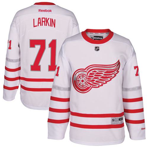 Red Wings #71 Dylan Larkin White Centennial Classic Stitched NHL Jersey