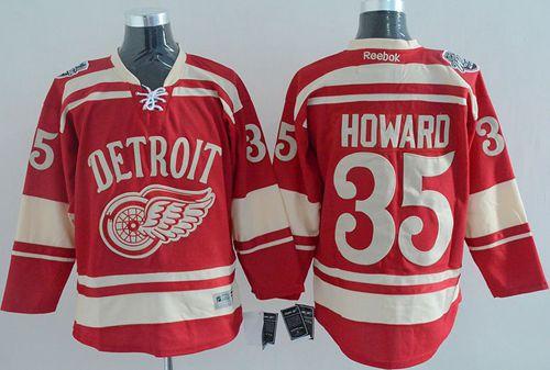 Red Wings #35 Jimmy Howard Red 2014 Winter Classic Stitched NHL Jersey