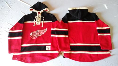 Red Wings Blank Red Sawyer Hooded Sweatshirt Stitched NHL Jersey