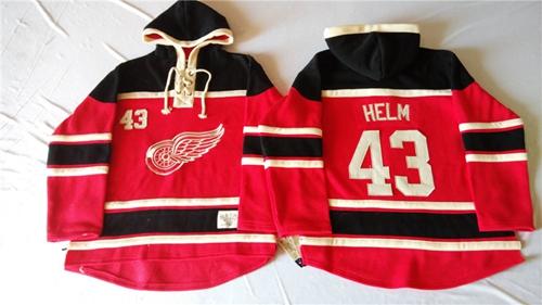 Red Wings #43 Darren Helm Red Sawyer Hooded Sweatshirt Stitched NHL Jersey